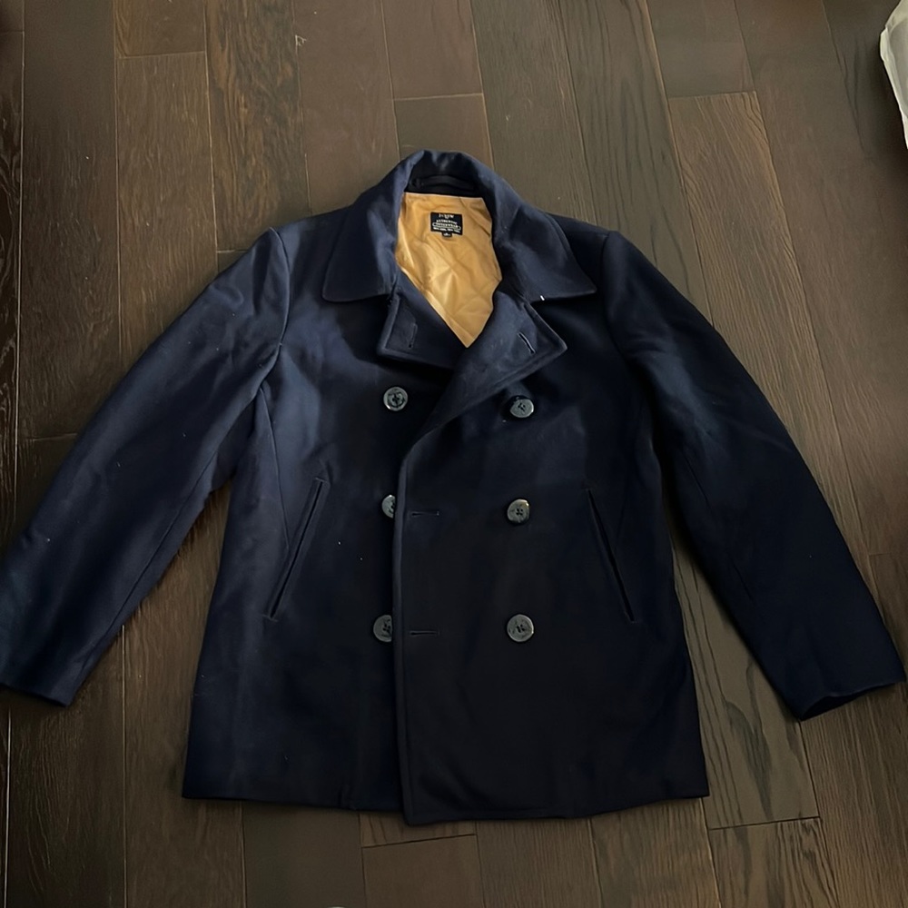 J.Crew Factory Men’s Wool Blend Peacoat - Size M - Navy Blue - Like New